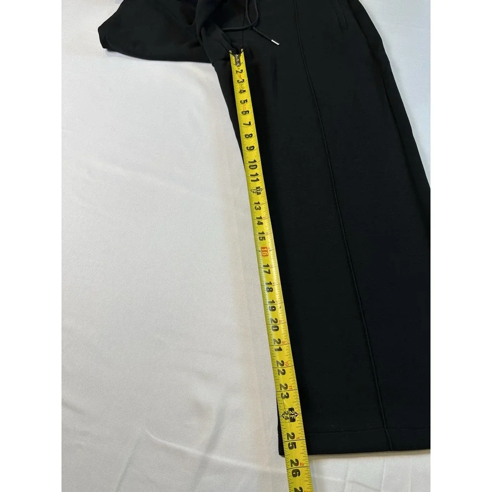 Theory Track Pant Double-Knit Jersey Wide Leg Crop Women Sz XL Soft Travel Black